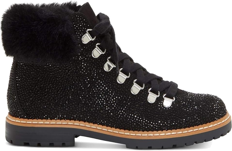 INC International Concepts Women's Pravale Embellished Short Lace-Up Boots Color Black Bling Size 12M