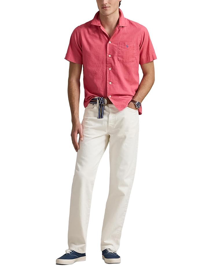 Polo Ralph Lauren Men's Classic-Fit Linen-Cotton Camp Shirt Pale Red Size L