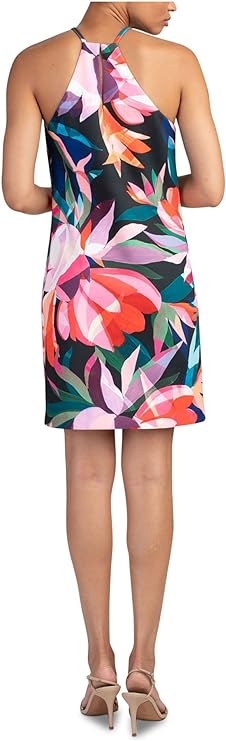 TRINA TURK Women's Pink Sleeveless Halter Party Sheath Dress Color Blue Size 12