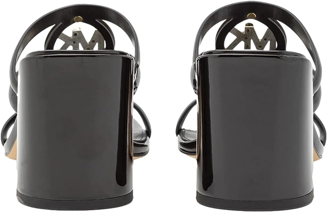 Michael Kors Women's Hampton Gold Logo Sandals Color Black Size 8.5M