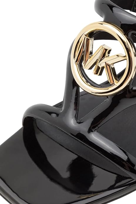 Michael Kors Women's Hampton Gold Logo Sandals Color Black Size 8.5M