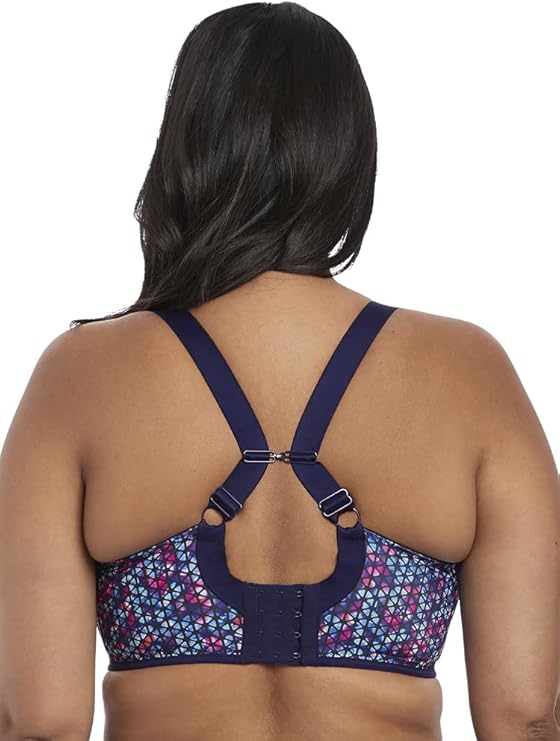Elomi Plus Size Energise Underwire Sports Bra Navy Geo Size 42G
