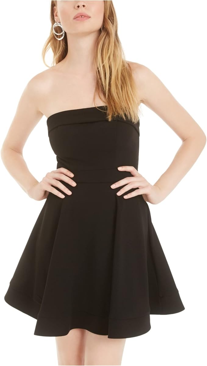B. Darlin Juniors Solid A-Line Dress Color Black Size 1/2