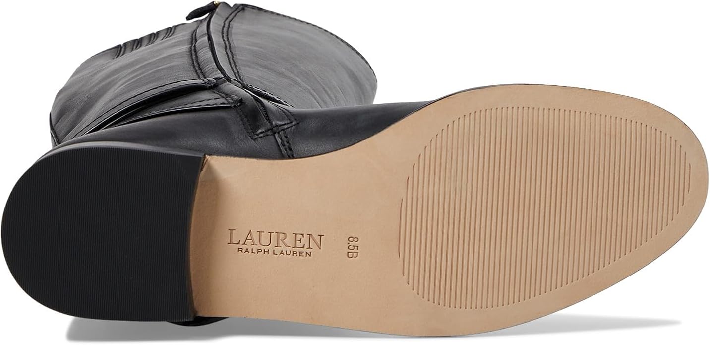 Lauren Ralph Lauren Women's Blayke Buckled Riding Boots Color Black Size 5.5M