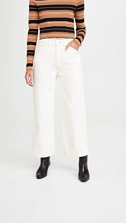 AG Jeans Women's Rosie Cropped Wide-Leg Jeans Color Modern White Size 28