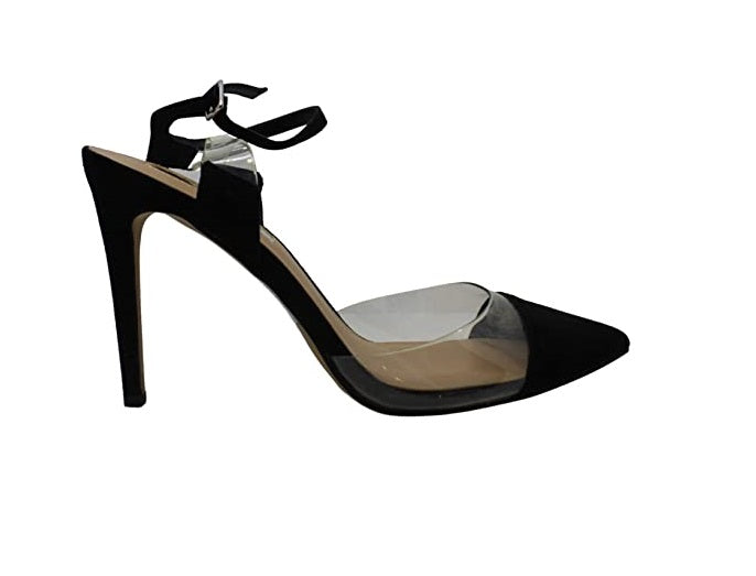 INC International Concepts Kaijaf Fabric Open Toe Ankle Shoes Color Black/Clear Vinyl Size 10M