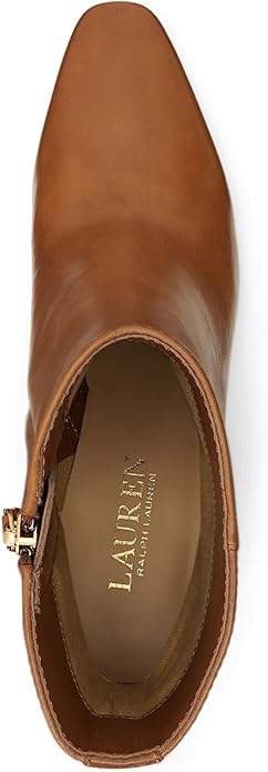 Lauren Ralph Lauren Women's Willa Square-Toe Dress Boots Color Deep Saddle Tan Leather Size 7M