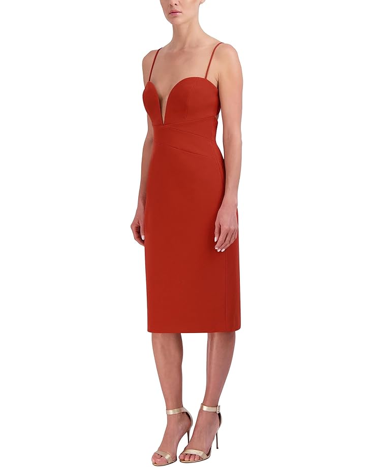 BCBGMaxazria Stretch Double Face Crepe Dress Color Red Ochre Size 4