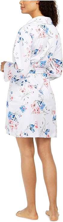 Charter Club Women's Cotton Floral-Print Wrap Robes Color Angelic Garden Size L