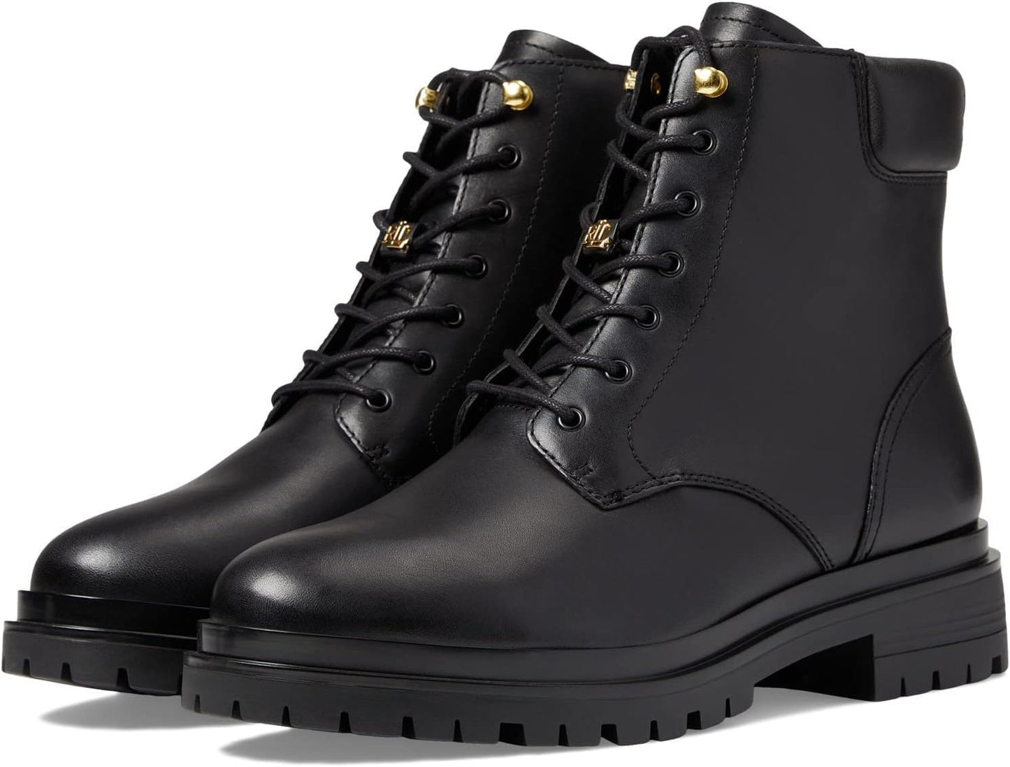 Lauren Ralph Lauren Women's Carlee Lug-Sole Booties Color Black Leather Size 5M