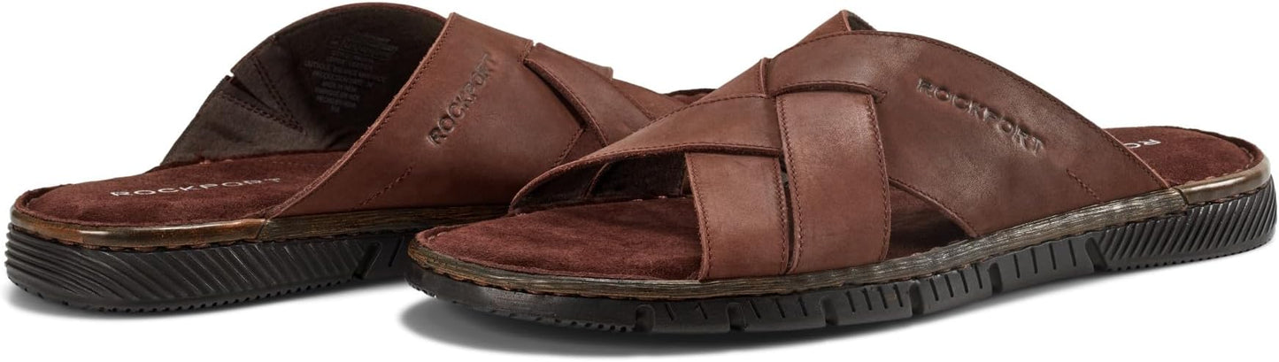 Rockport Men's Jaya Slip-On Casual Sandal Dark Natural Leather Size 11