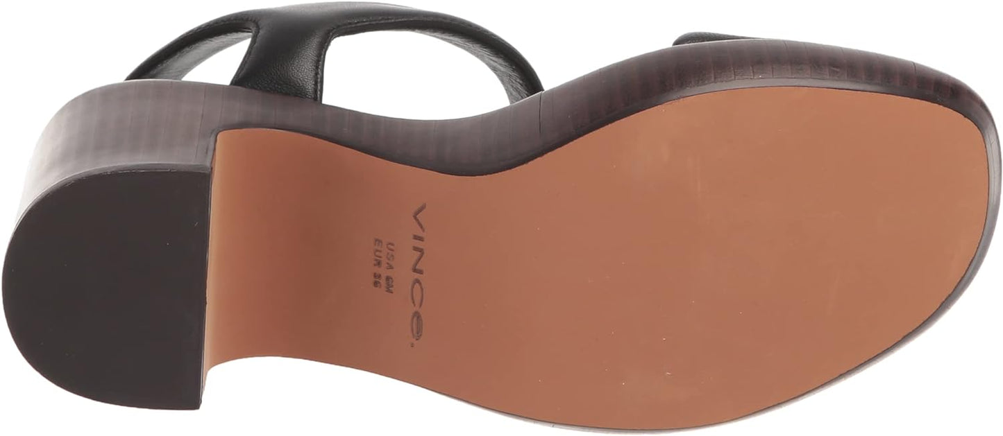 Vince Women's Noelle Mid Heeled Sandals Color Black Leather Size 6M