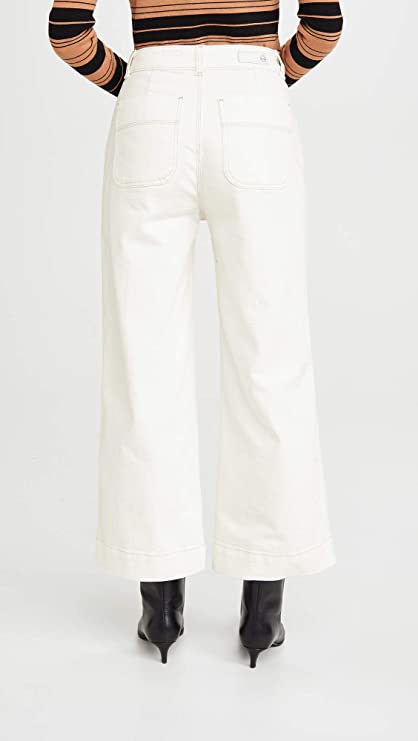 AG Jeans Women's Rosie Cropped Wide-Leg Jeans Color Modern White Size 28