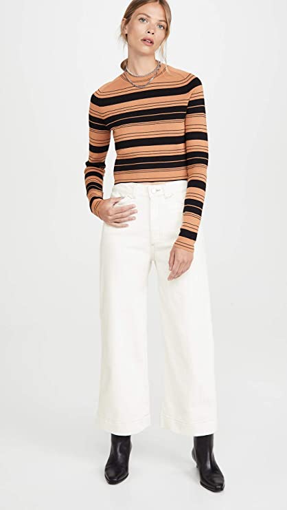 AG Jeans Women's Rosie Cropped Wide-Leg Jeans Color Modern White Size 28