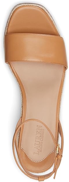 Lauren Ralph Lauren Women's Leona Espadrille Platform Wedge Sandal Buff Size 6