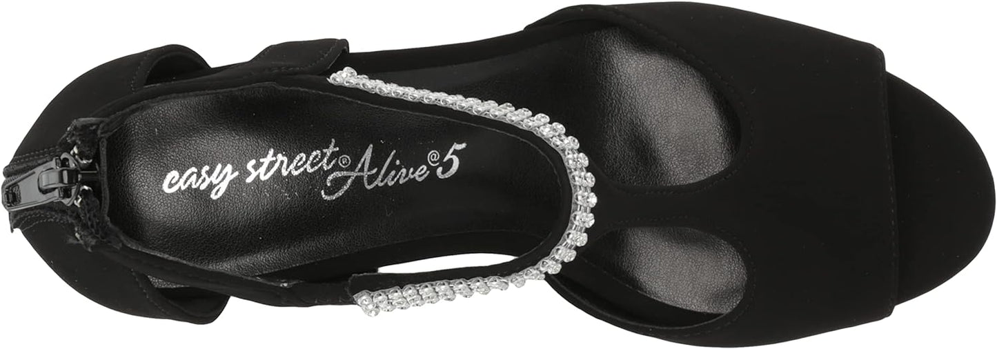 Easy Street Women's Flash Dress Heeled Sandals Color Black Lamy Size 11W
