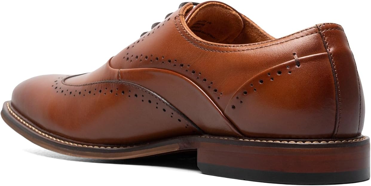 Stacy Adams Men's Macarthur Wingtip Oxford Color Cognac Size 12M