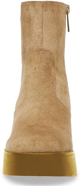 Anne Klein Women's Sierra Faux Suede Platform Ankle Boots Color Dark Natural Size 7.5M