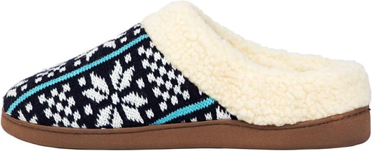 DEER STAGS Men's Lodge Patterned Clog Slippers  Color Navy/White Knit Size XL (13)