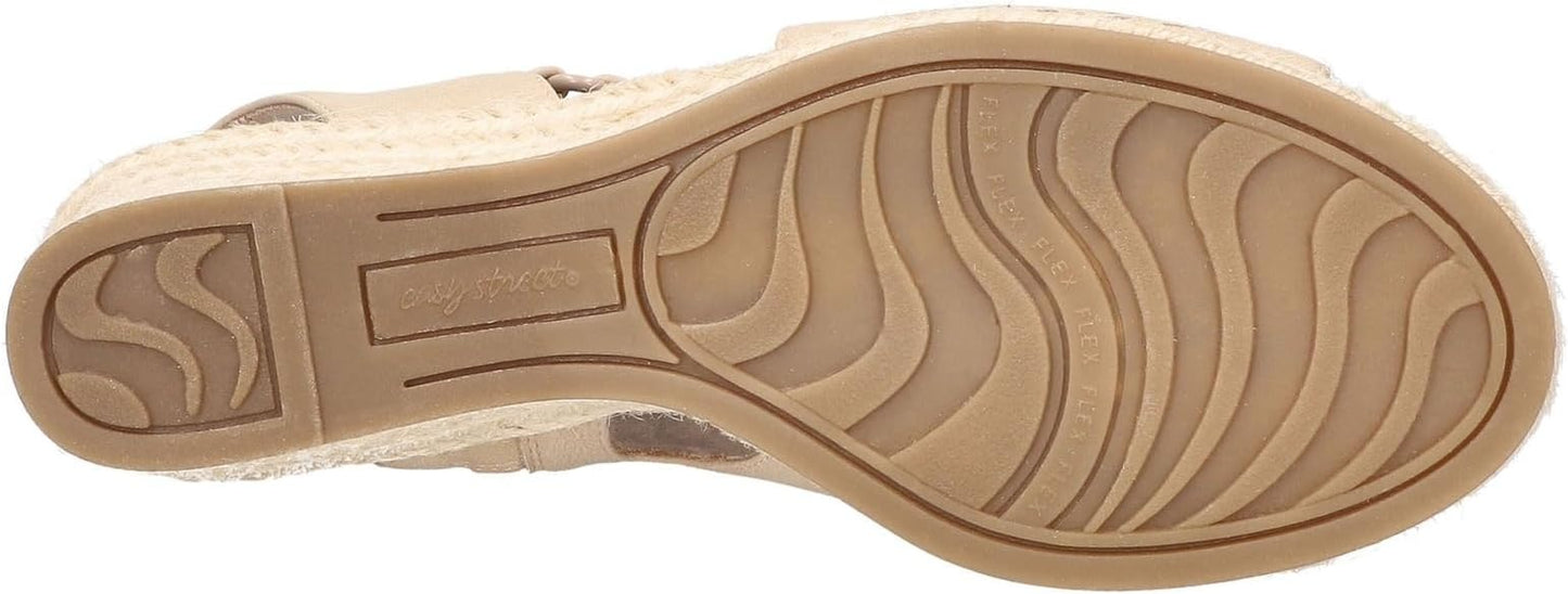 Easy Street Women's Serena Zip Wedge Sandal Sand Size 8.5W
