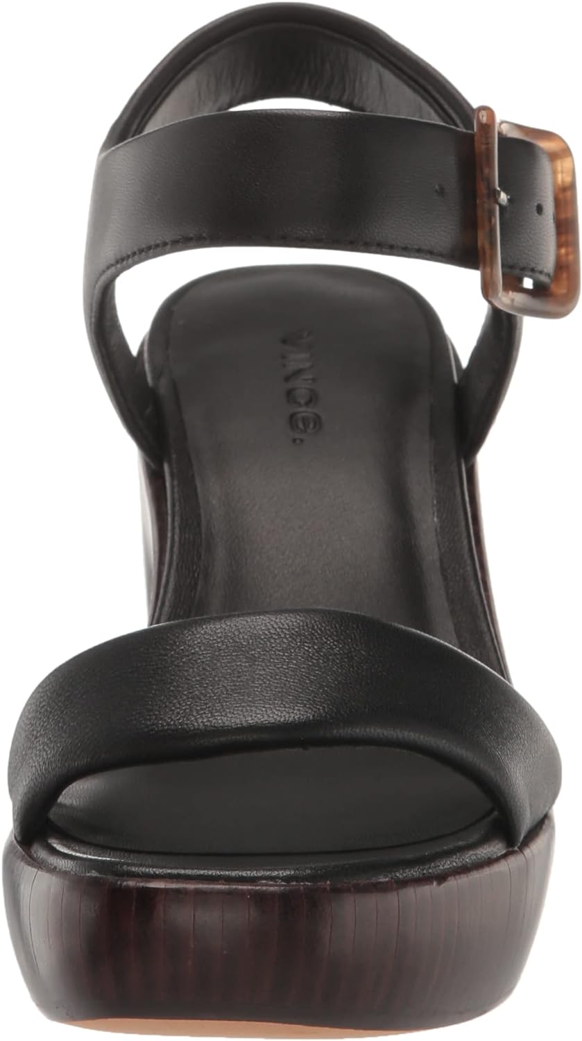Vince Women's Noelle Mid Heeled Sandals Color Black Leather Size 6M