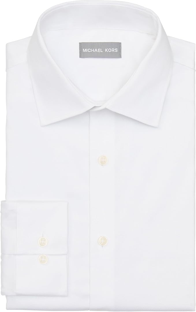 Michael Kors Men's Comfort Stretch Regular-Fit Dress Shirt White Size L 16 32/33