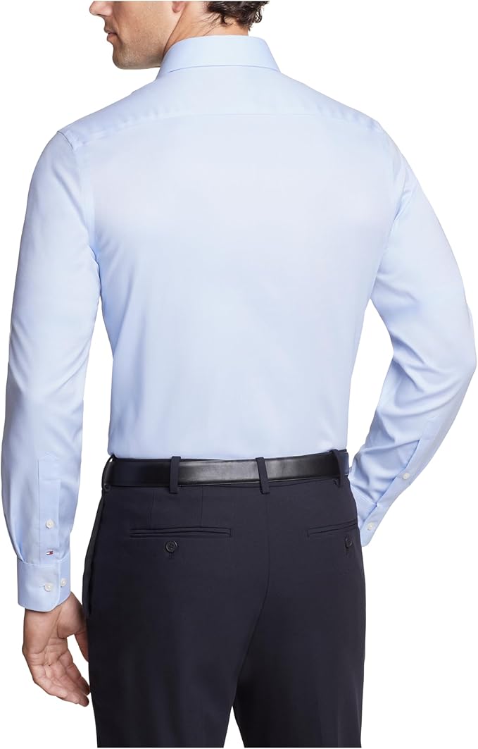 Tommy Hilfiger Men's Slim-Fit Essentials Dress Shirt Blue 16 32/33
