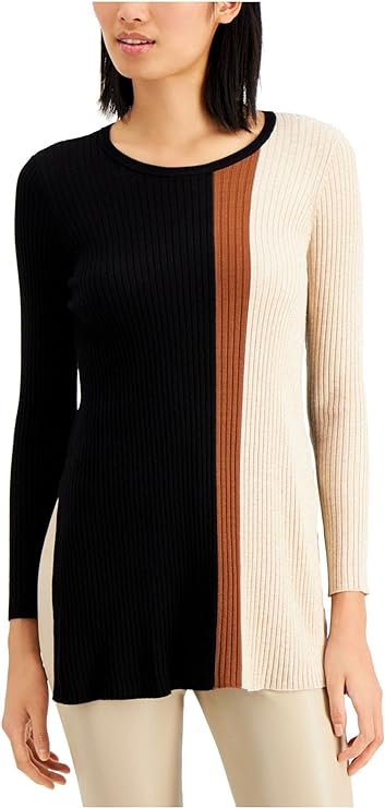 Alfani Women's Colorblock Tunic Sweater Color Black Multi Size M