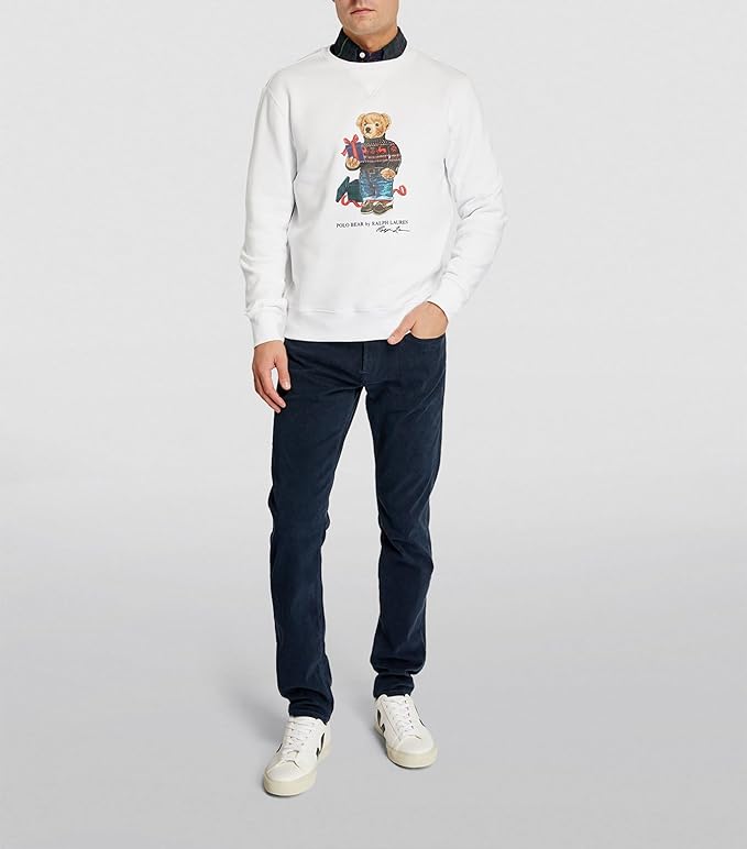 Polo Ralph Lauren Men's Polo Bear Fleece Sweatshirt Color White Gift Bear Size M