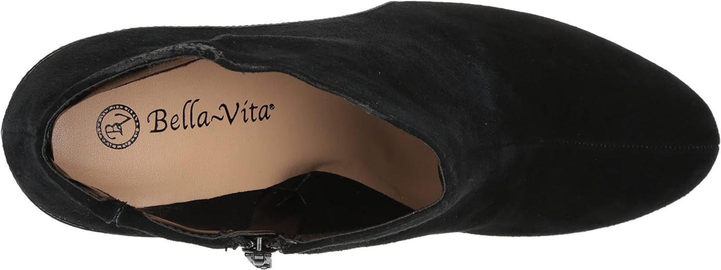 Bella Vita Women's Brennan Ankle Dress Booties Color Black Kid Suede Leather Size 10W