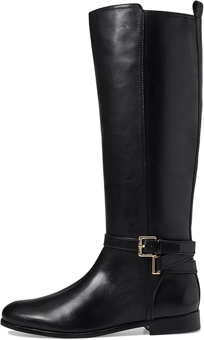 Lauren Ralph Lauren Women's Blayke Buckled Riding Boots Color Black Size 5.5M