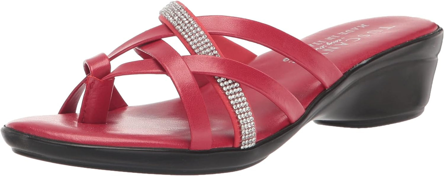 Easy Street Women's Tuscany Aldina Slide Sandals Color Red Size 7.5M