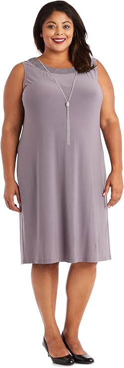 RM Richards Plus Size Two-Piece Sleeveless Dress Jacket Set Color Silver Size 18W