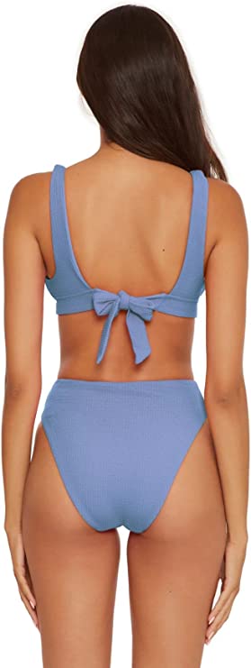 Becca Pucker Up Textured Tie-Back Bikini Top Color Mist Size M