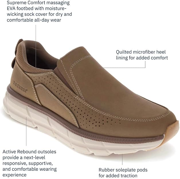 Dockers Men's GO-TIME Active Rebound Slip-On Sneakers Taupe Size 9.5