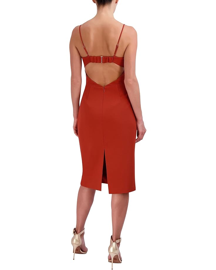 BCBGMaxazria Stretch Double Face Crepe Dress Color Red Ochre Size 4