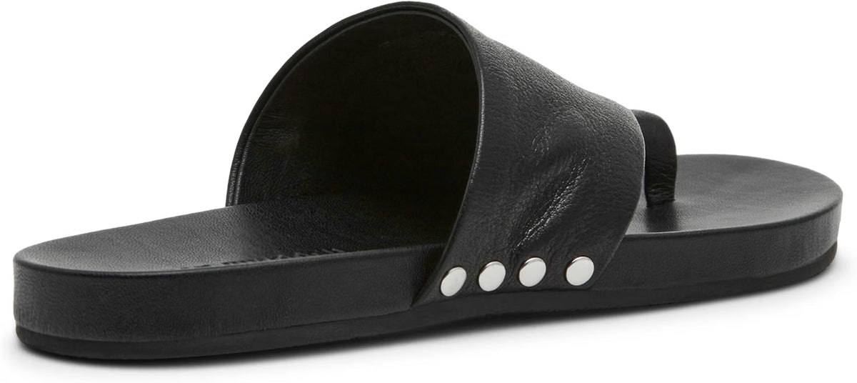 Steve Madden Women's Kessey Hooded Toe-Ring Slip-On Sandals Black Leather Size 10