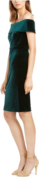 Calvin Klein Off-The-Shoulder Velvet Sheath Dress Color Malachite Size 6