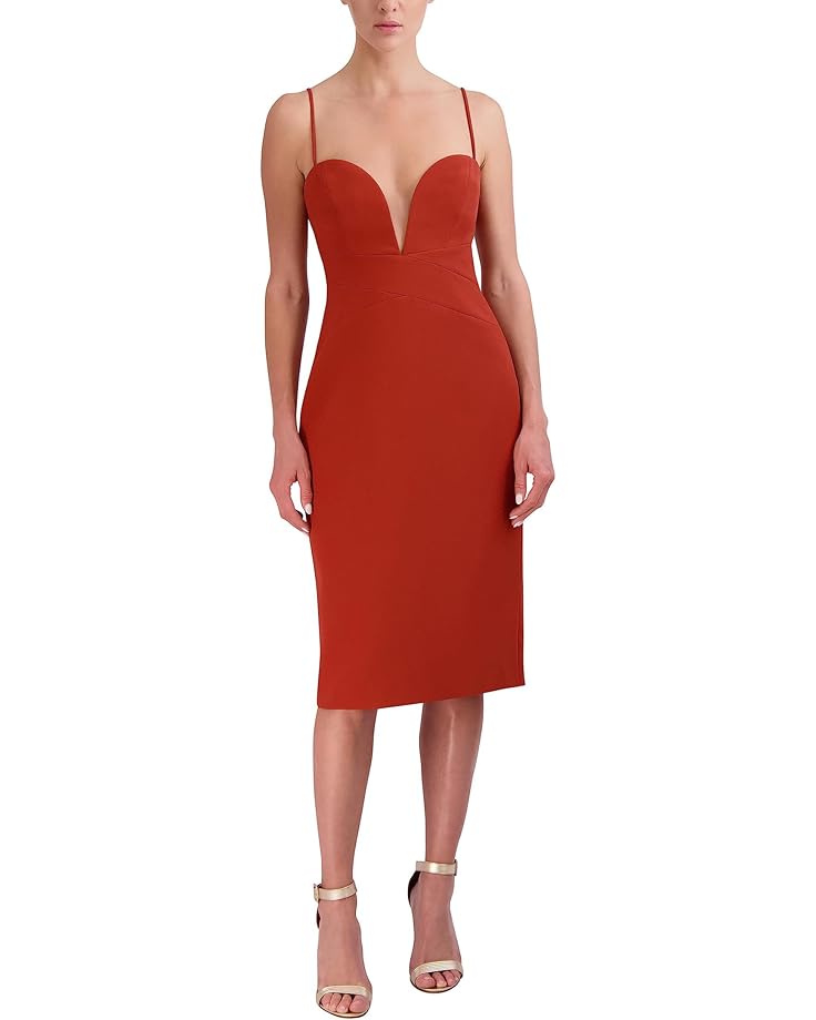 BCBGMaxazria Stretch Double Face Crepe Dress Color Red Ochre Size 4