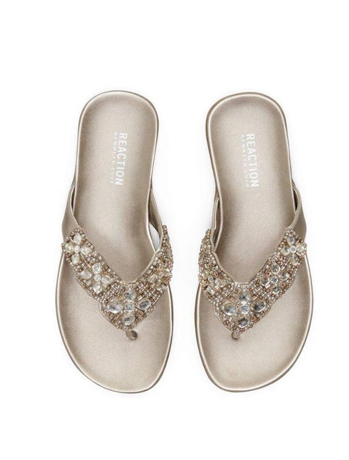 Kenneth Cole Reaction Women's Glam-athon Thong Sandal Champagne Size 9.5