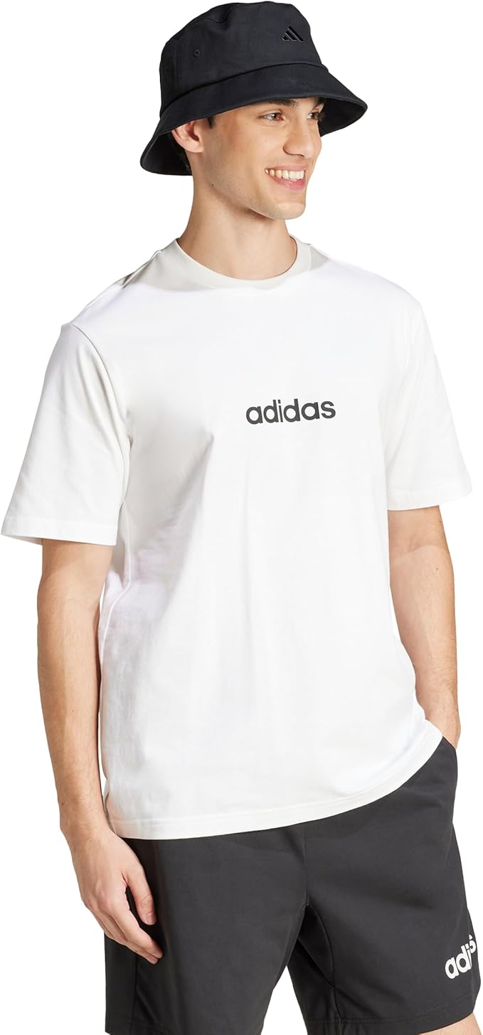 adidas Men's Essentials Linear Single Jersey T-Shirt White Size L