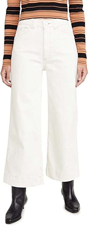 AG Jeans Women's Rosie Cropped Wide-Leg Jeans Color Modern White Size 28