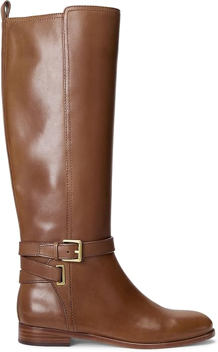 Lauren Ralph Lauren Women's Blayke Buckled Riding Boots Color Deep Saddle Tan Size 5.5M
