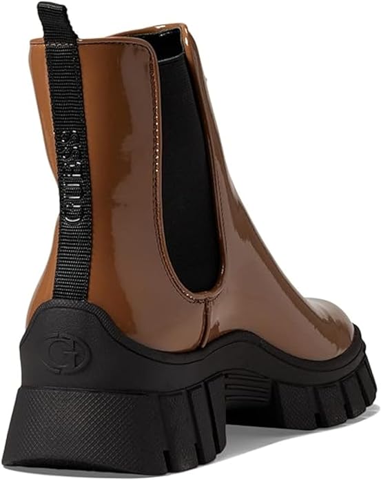 GUESS Women's Hestia Lug Sole Hestia Block Heel Booties Color Cognac/Black Size 5M