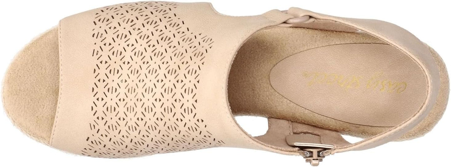 Easy Street Women's Serena Zip Wedge Sandal Sand Size 8.5W