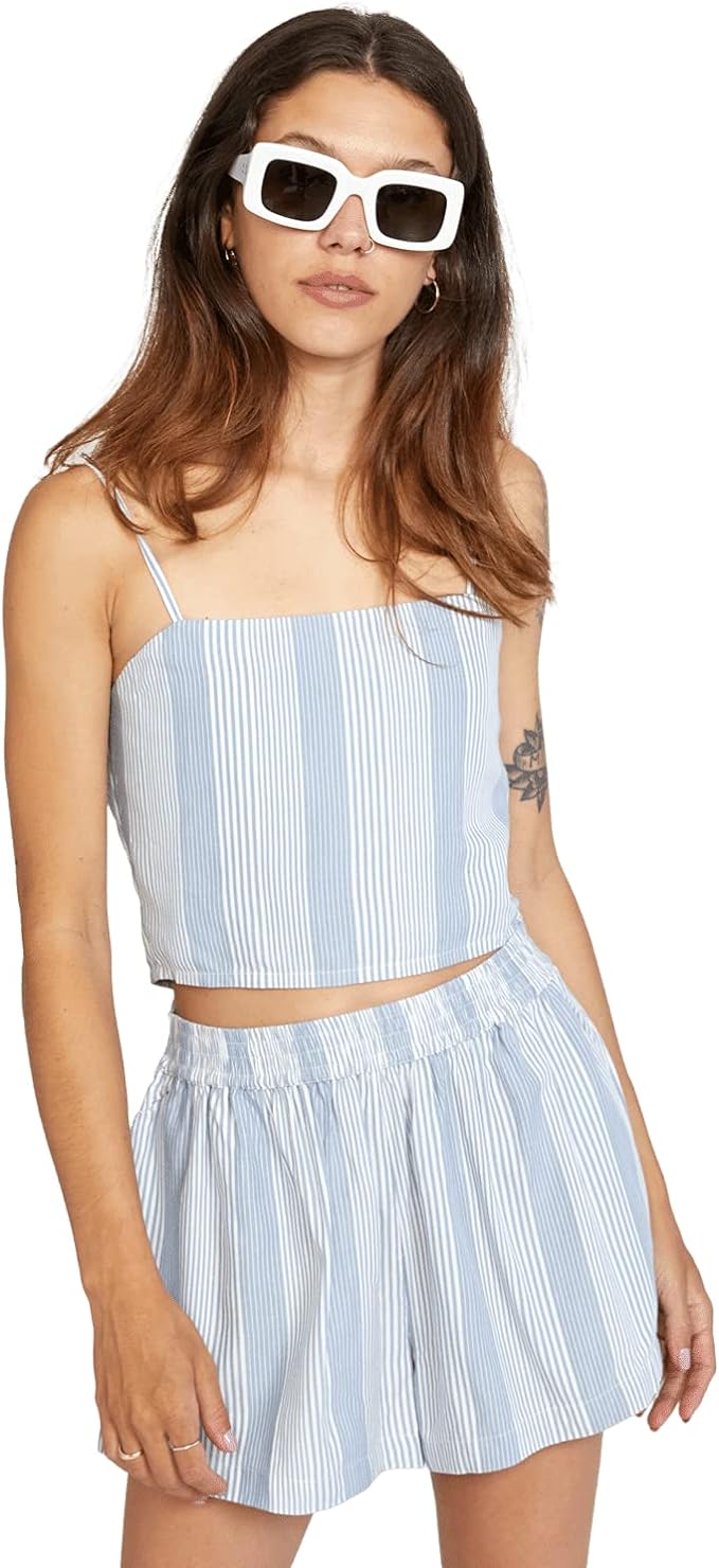 RVCA Juniors Step Out Camisole Top Color Blue Dust Size L