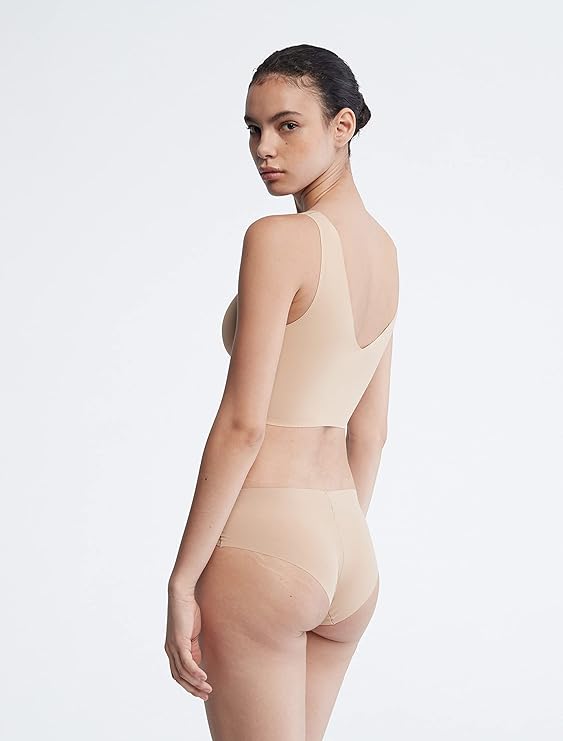 Calvin Klein Invisibles Comfort Seamless V Neck Bralette Bra Bare Nude Size S