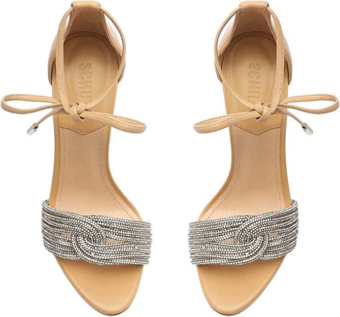 SCHUTZ Andy Glam Sandals Color Light Nude/Chrystal Size 10B