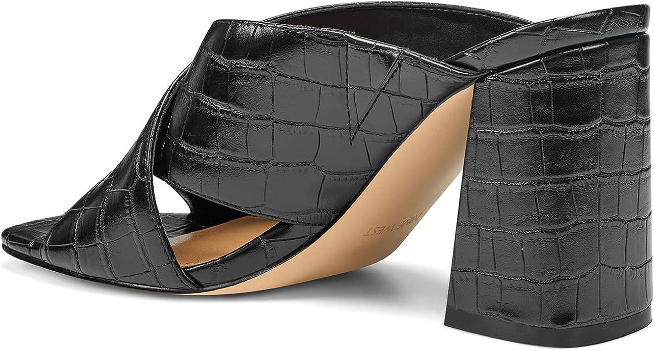 NINE WEST Women's Gigi Heeled Sandal Color Black Texture Size 7M