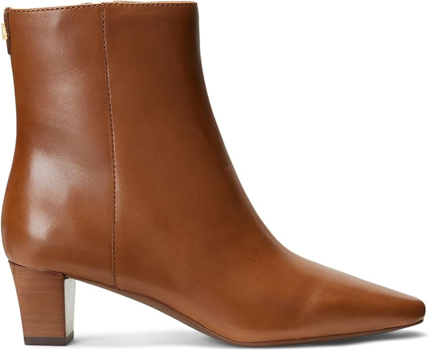 Lauren Ralph Lauren Women's Willa Square-Toe Dress Boots Color Deep Saddle Tan Leather Size 7M